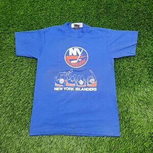 Vintage 90s New-York Islanders Hockey Shirt S/M 18x25 Blue